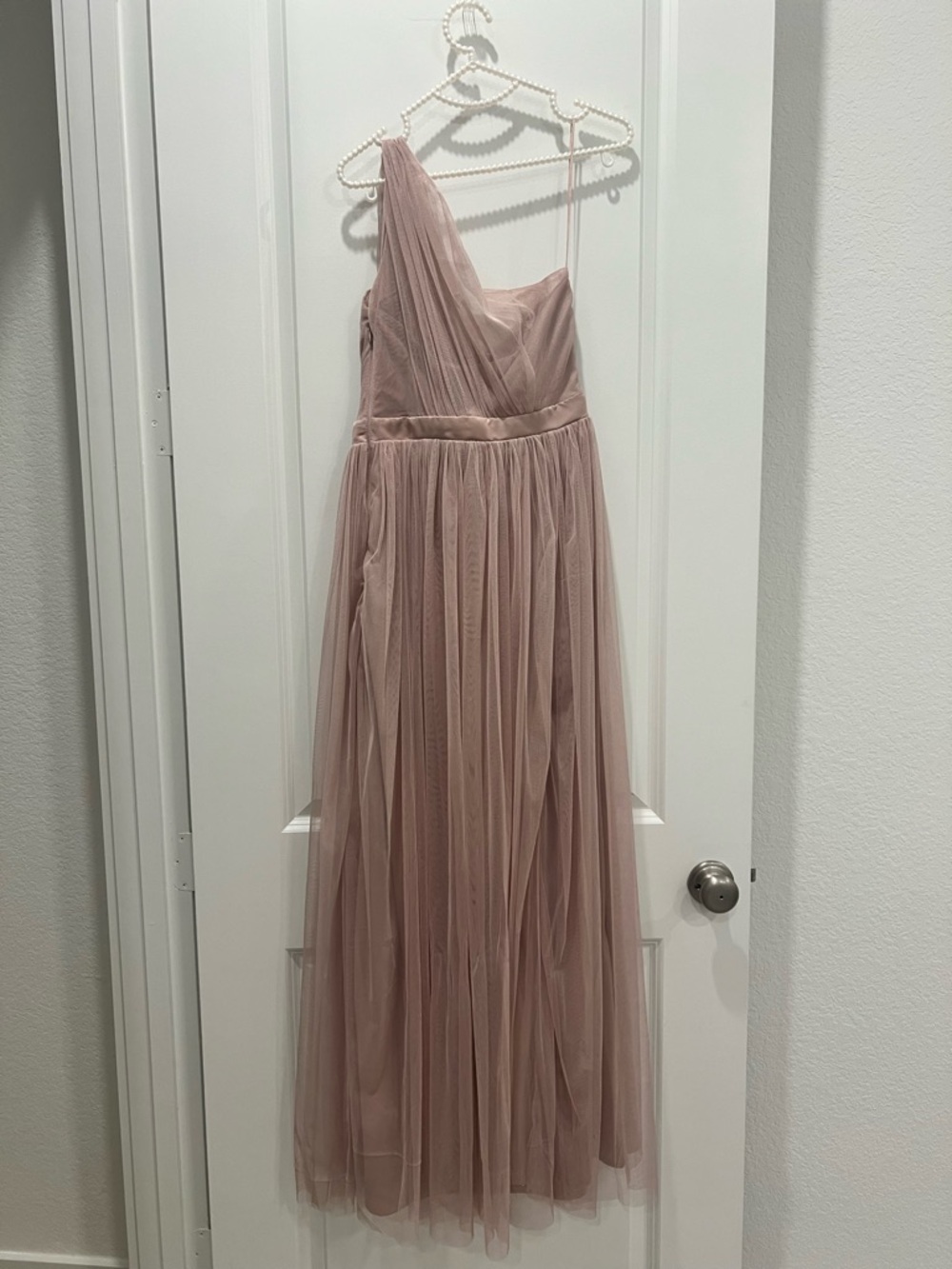 NWT Anaya Blush Tulle One Shoulder Dress Maxi Formal Bridesmaid Wedding Small - Picture 4 of 9